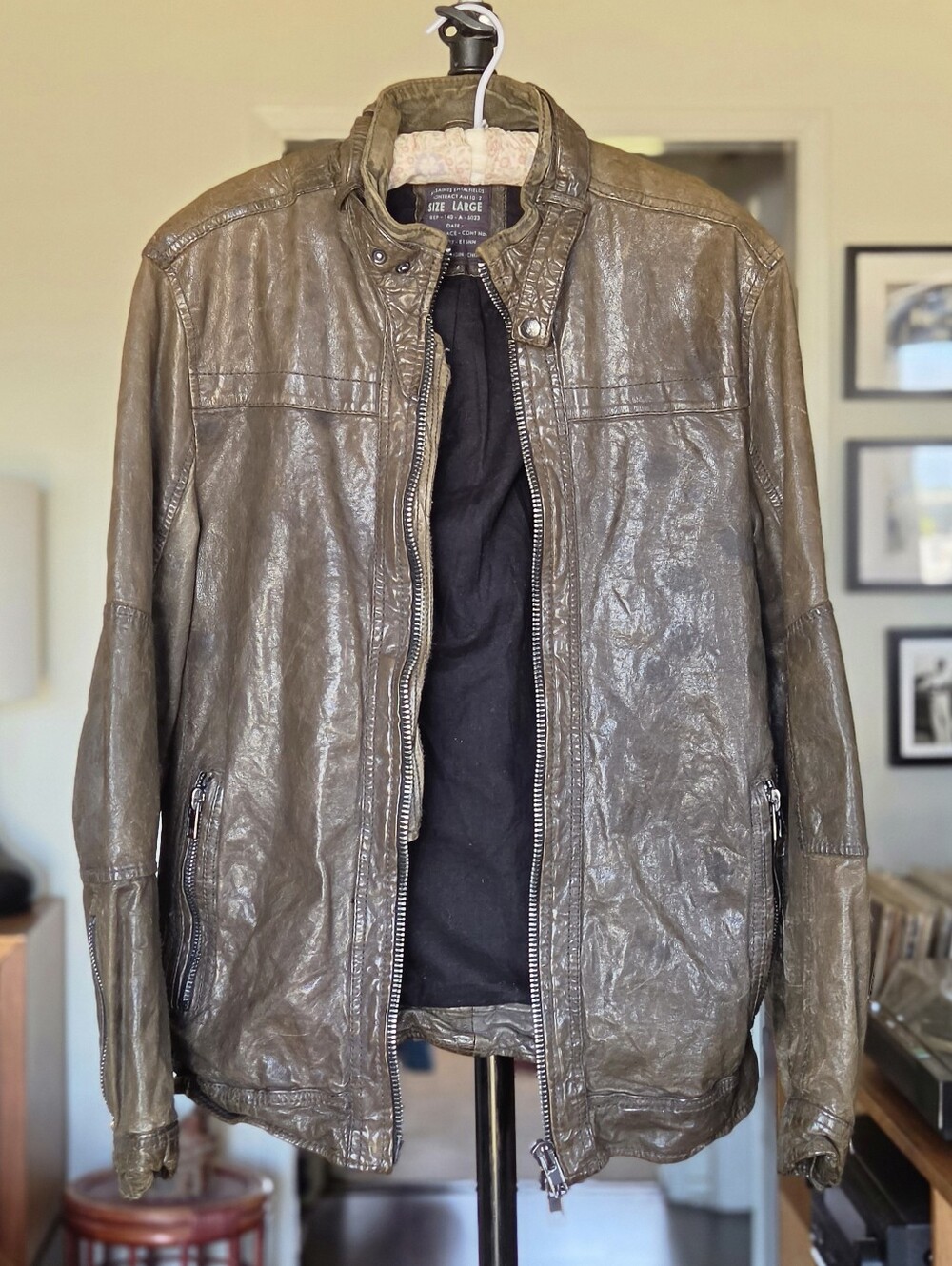 All Saints Spitafields Brown Leather Moto Jacket